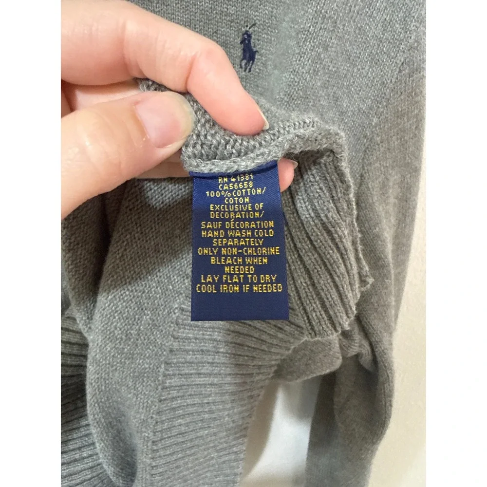 Polo Ralph Lauren Mens Gray Knit Cotton 3 Button Mock Neck Sweater Size 3XB